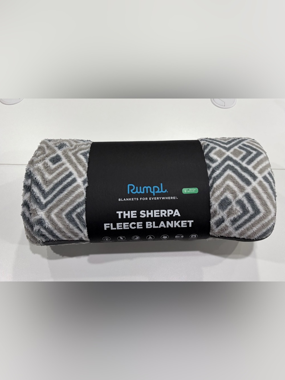 RUMPL The Sherpa Fleece Throw Blanket 50x70” Cabincore NWT Gray Pattern Cozy
